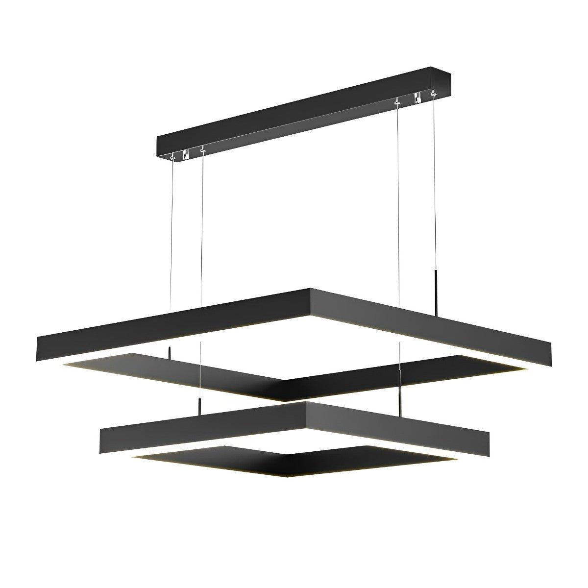 Square Minimalist Dimmable LED Black Modern Chandelier with Remote Control - Flyachilles