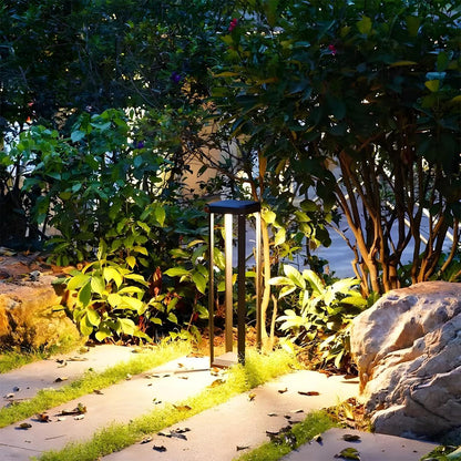 Square Minimalist Waterproof Stainless Steel Black Solar Pathway Lights - Flyachilles