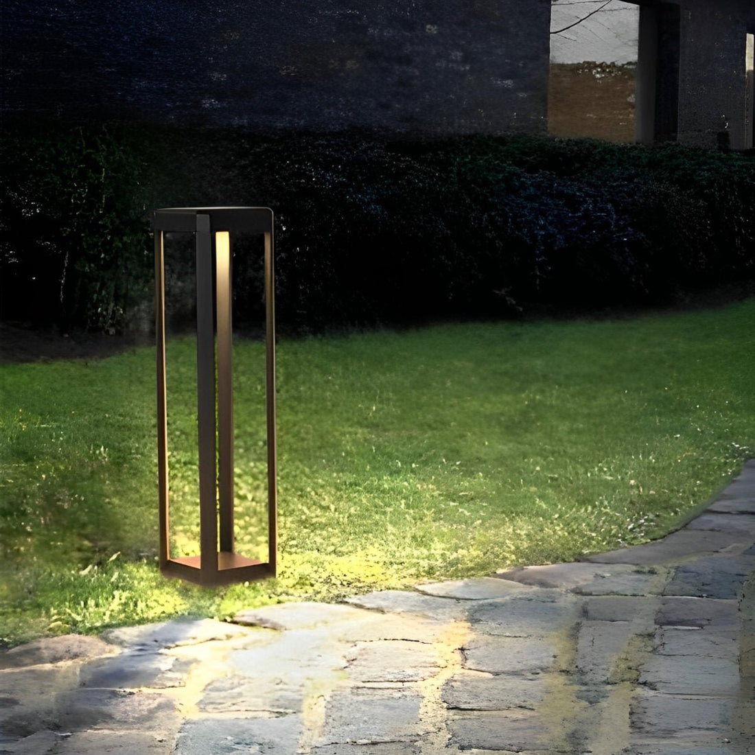 Square Minimalist Waterproof Stainless Steel Black Solar Pathway Lights - Flyachilles