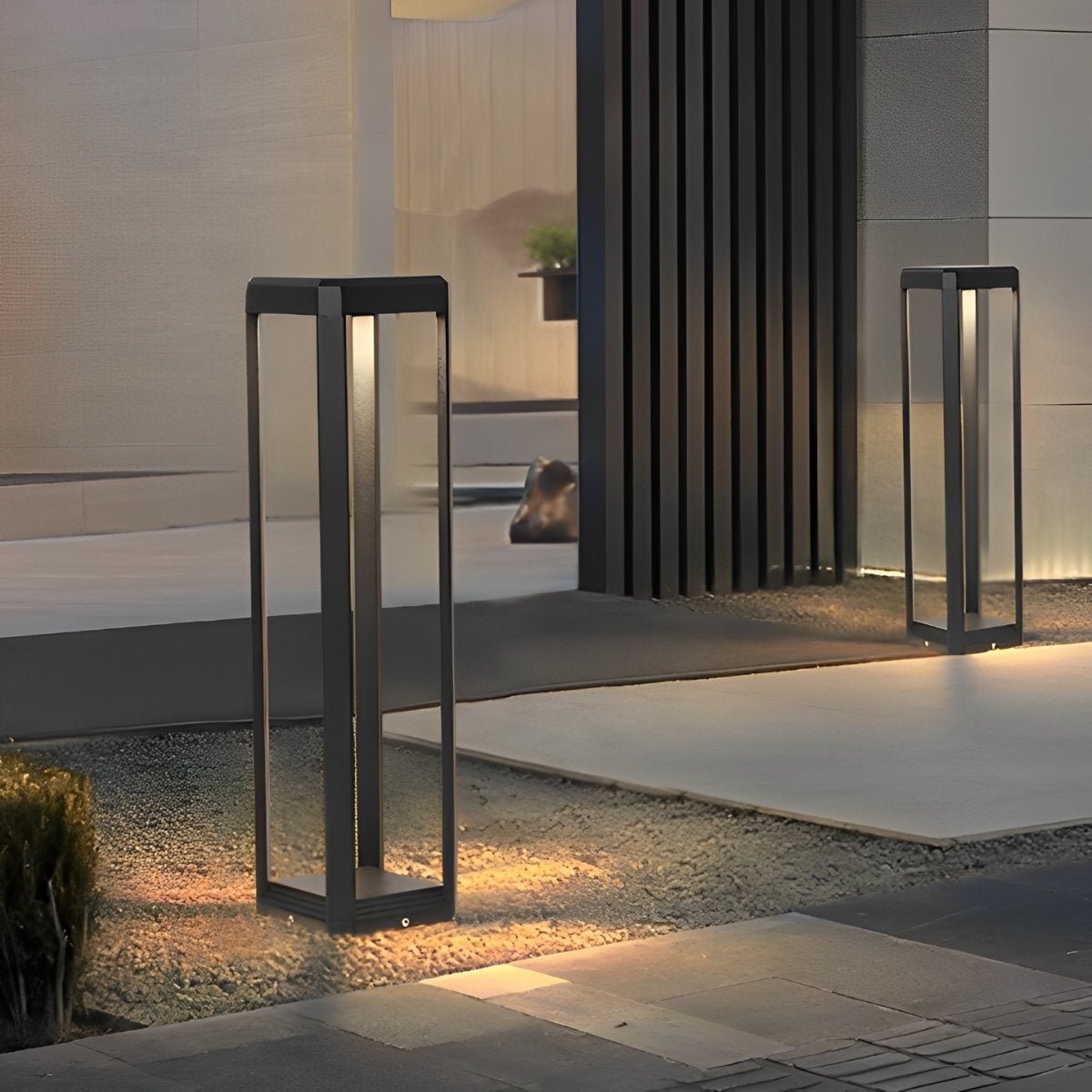 Square Minimalist Waterproof Stainless Steel Black Solar Pathway Lights - Flyachilles