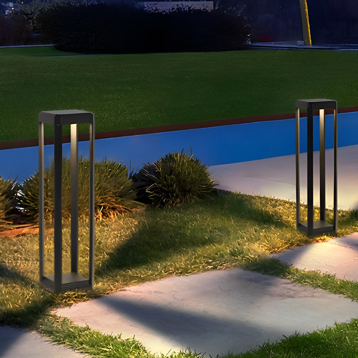 Square Minimalist Waterproof Stainless Steel Black Solar Pathway Lights Outdoor Lawn Lamp Landscape Lighting - Flyachilles