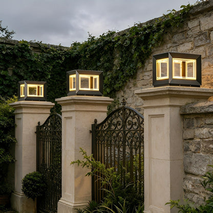Square Modern Stainless Steel Waterproof LED Outdoor Post Lights - Flyachilles