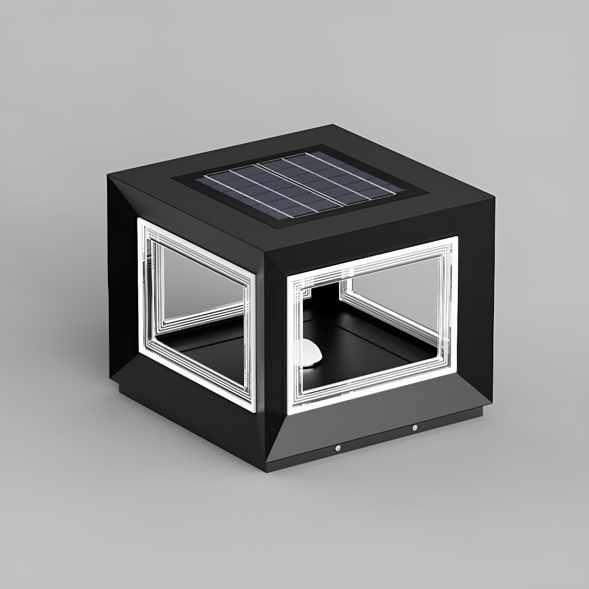 Square Modern Stainless Steel Waterproof Solar LED Outdoor Post Lights - Flyachilles