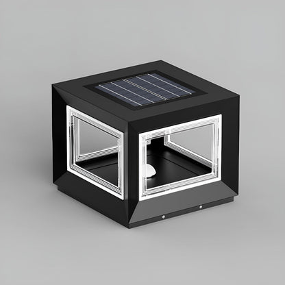Square Modern Stainless Steel Waterproof Solar LED Outdoor Post Lights - Flyachilles
