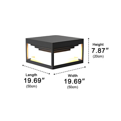 Square Modern Stepped Geometry Outdoor Post Lights - Flyachilles