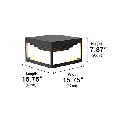 Square Modern Stepped Geometry Outdoor Post Lights - Flyachilles