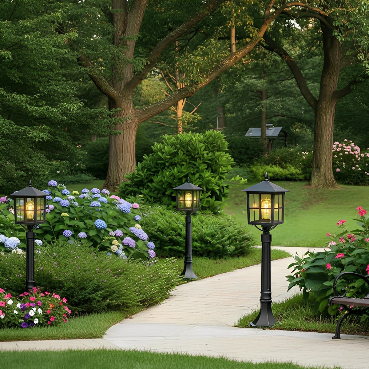 Square Waterproof Aluminum Black Retro Outdoor Lawn Lights - Flyachilles