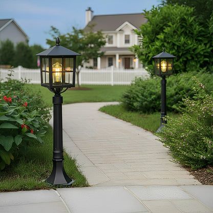 Square Waterproof Aluminum Black Retro Outdoor Lawn Lights - Flyachilles
