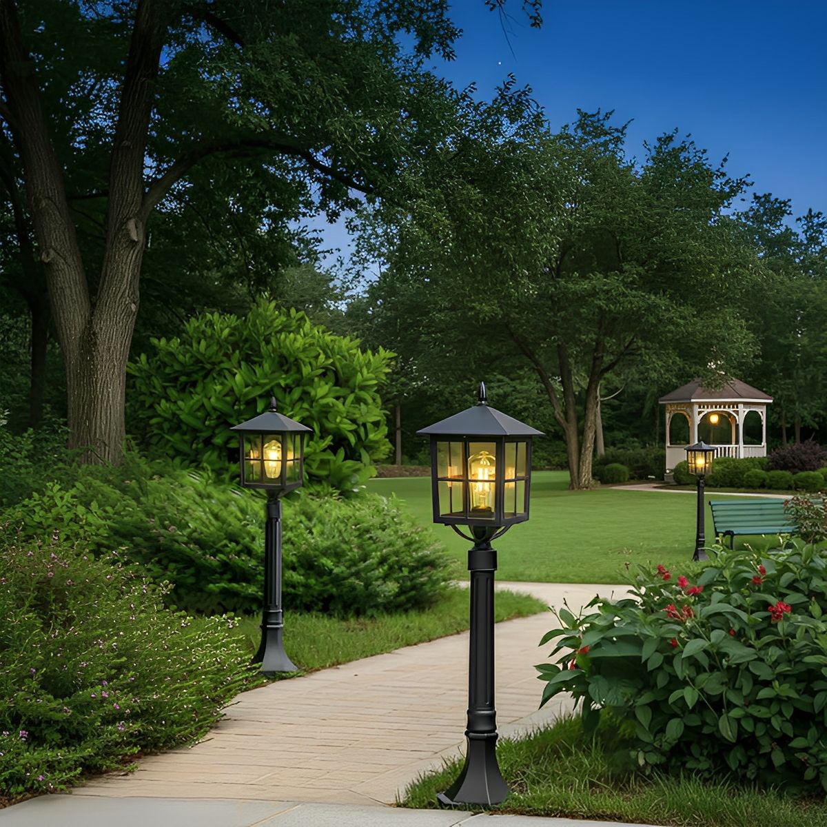 Square Waterproof Aluminum Black Retro Outdoor Lawn Lights - Flyachilles