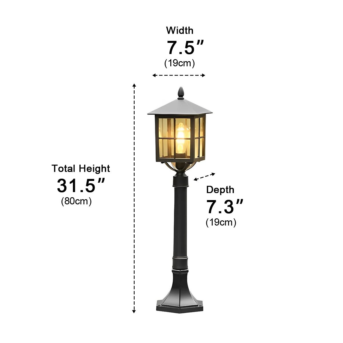 Square Waterproof Aluminum Black Retro Solar Lights Outdoor Lawn Lamp - Flyachilles
