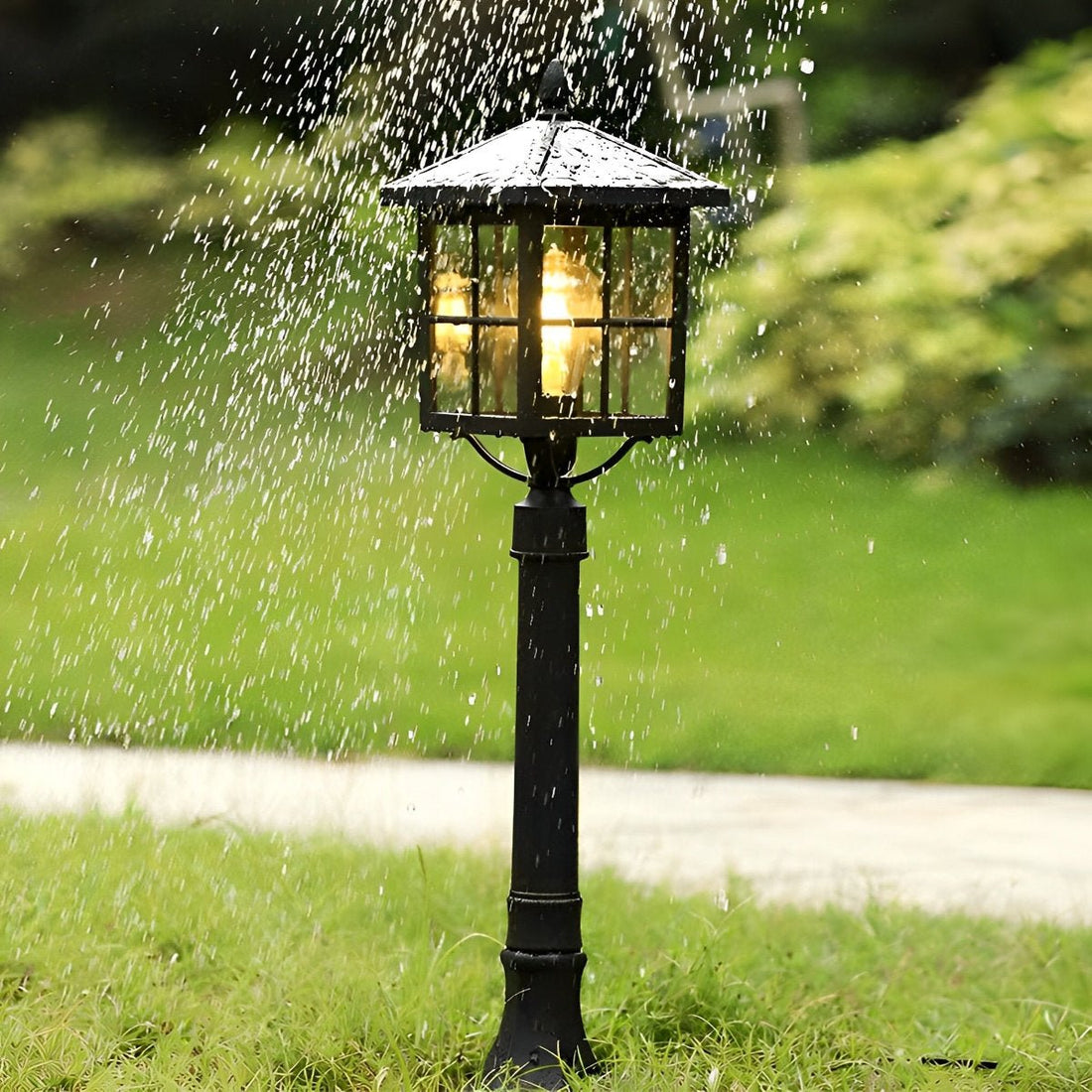 Square Waterproof Aluminum Black Retro Solar Lights Outdoor Lawn Lamp - Flyachilles