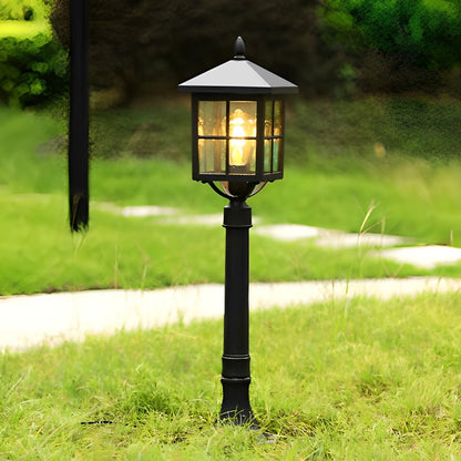 Square Waterproof Aluminum Black Retro Solar Lights Outdoor Lawn Lamp - Flyachilles