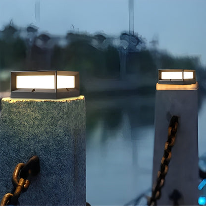 Square Waterproof Black Modern Solar Waterproof Post Cap Lamp Light - Flyachilles