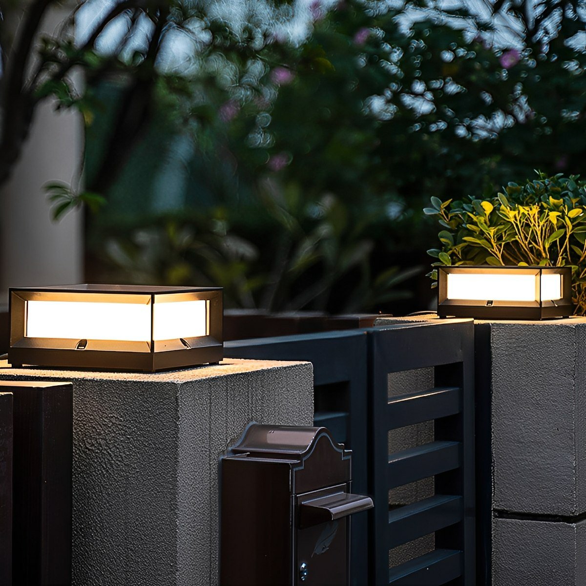 Square Waterproof Black Modern Solar Waterproof Post Cap Lamp Light - Flyachilles