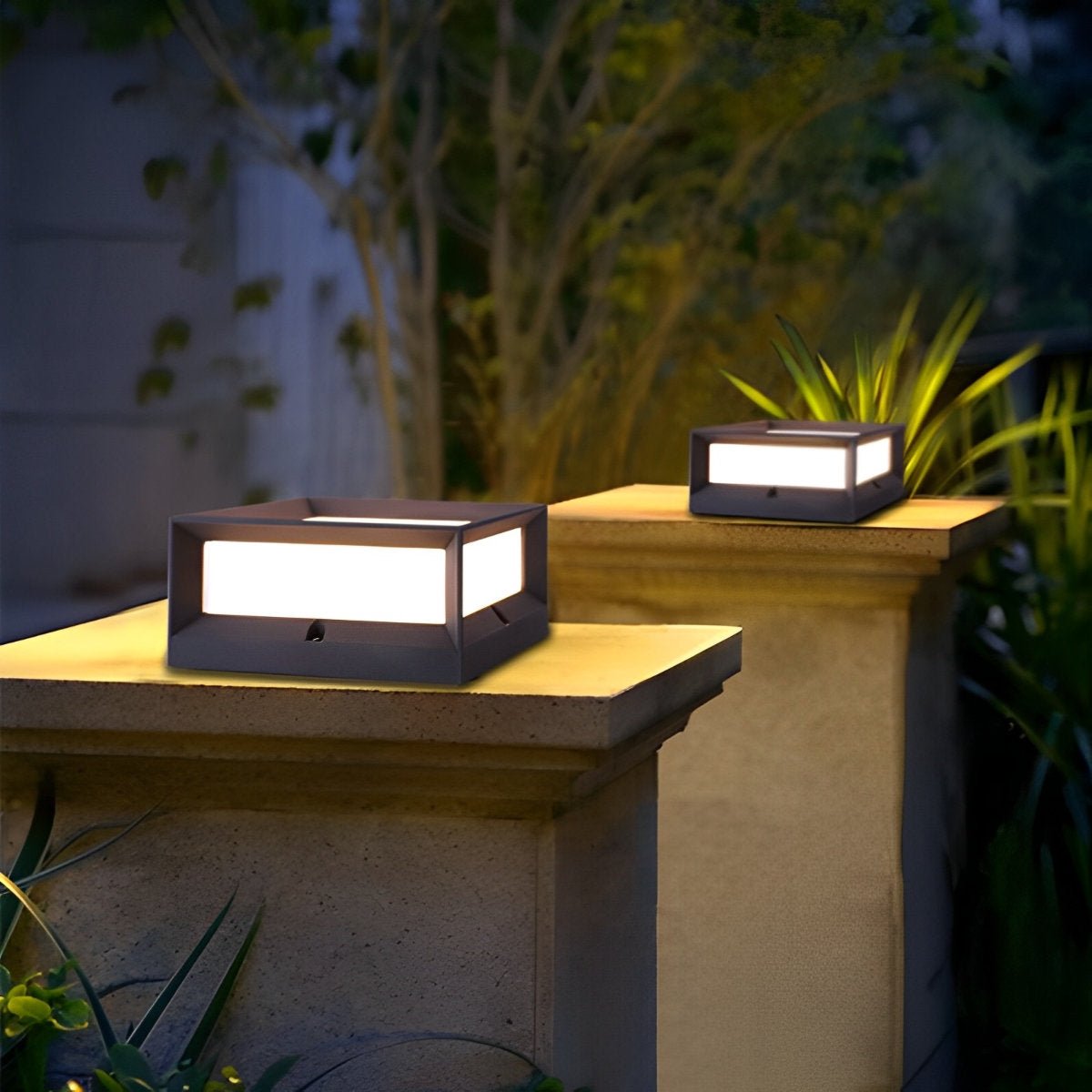 Square Waterproof Black Modern Solar Waterproof Post Cap Lamp Light - Flyachilles