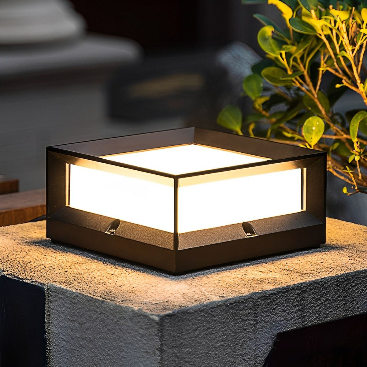 Square Waterproof Black Modern Solar Waterproof Post Cap Lamp Light - Flyachilles