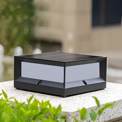 Square Waterproof Black Modern Solar Waterproof Post Cap Lamp Light - Flyachilles