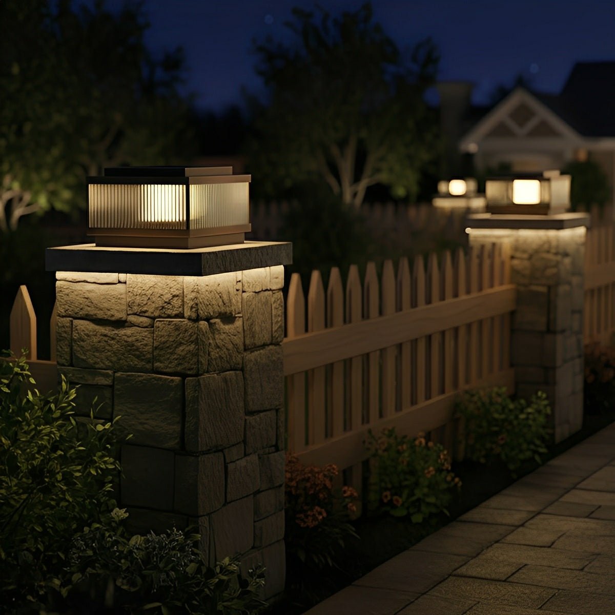 Square Waterproof Intelligent Timing Modern Fence Post Lights Pillar Lamp - Flyachilles