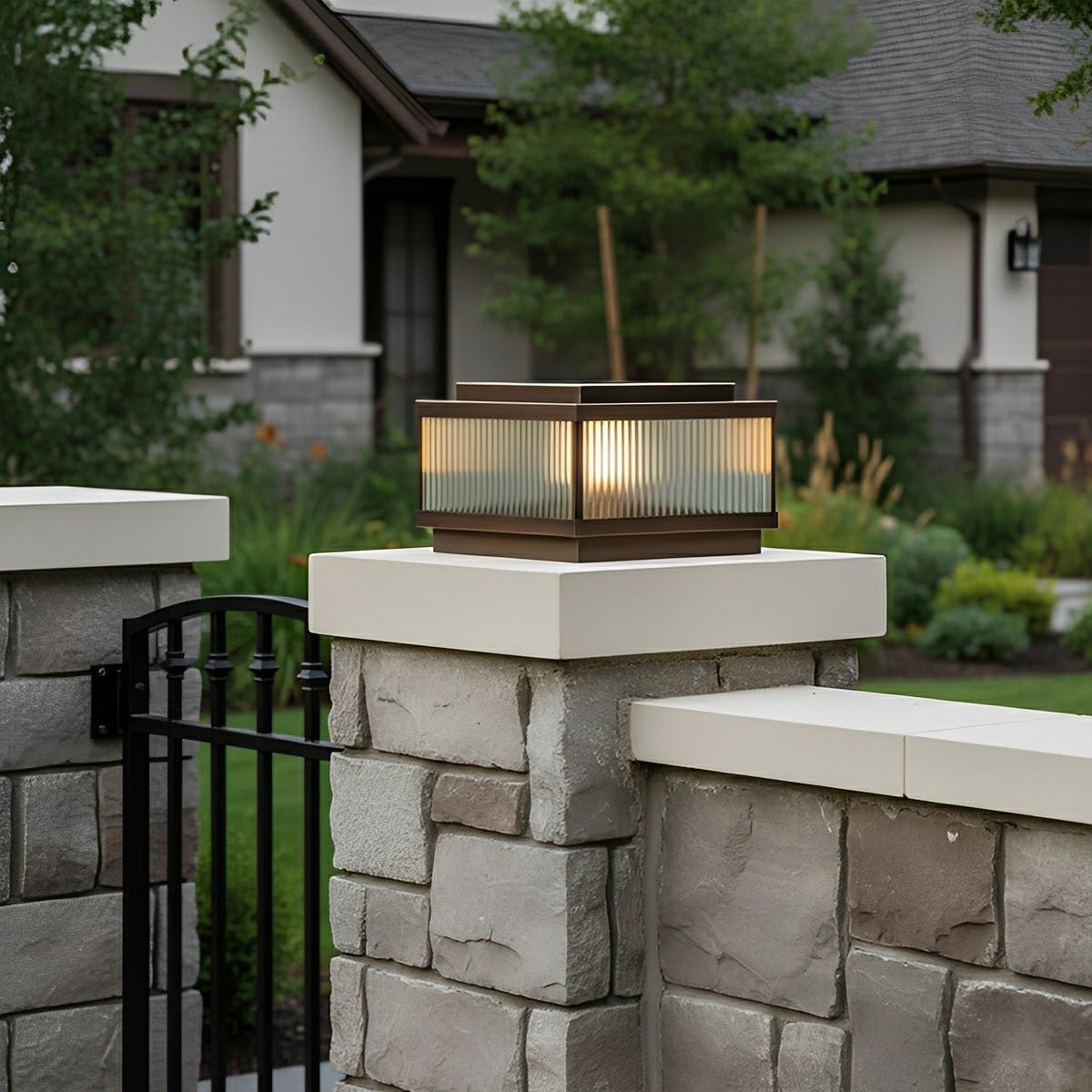 Square Waterproof Intelligent Timing Modern Fence Post Lights Pillar Lamp - Flyachilles