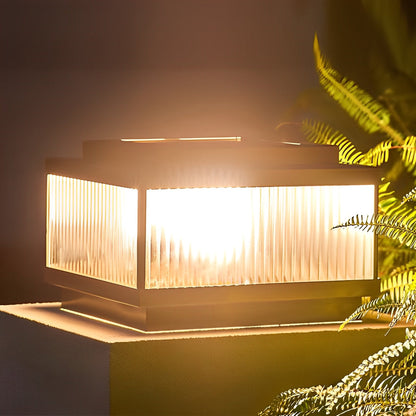 Square Waterproof Intelligent Timing Modern Solar Fence Post Lights Pillar Lamp for Landscape Park - Flyachilles