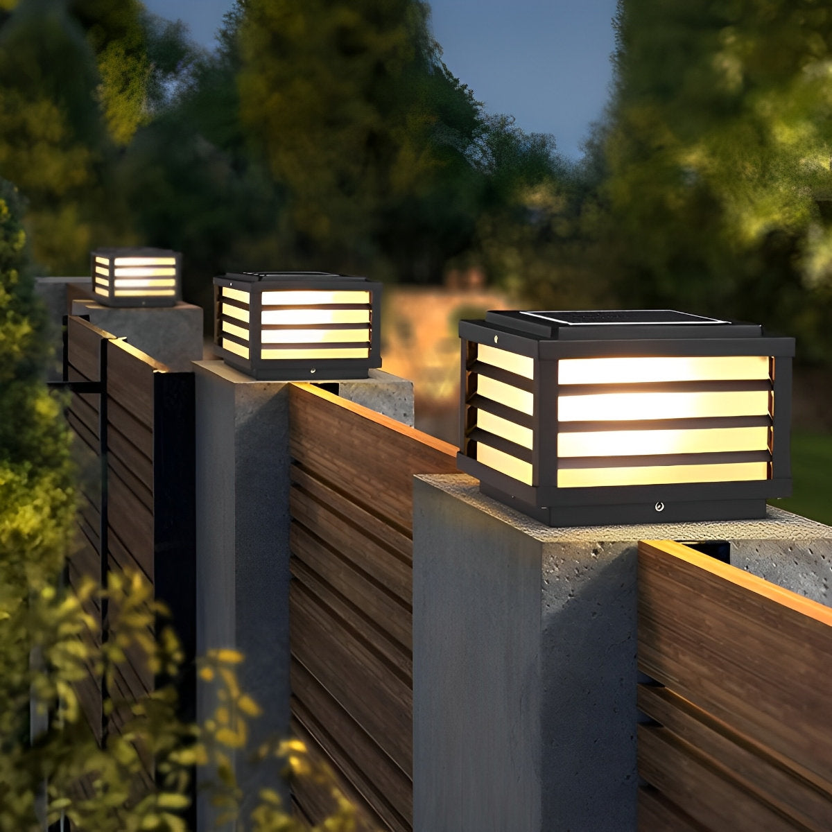 Square Waterproof LED 3-Step Dimming Modern Solar Fence Post Lights - Flyachilles