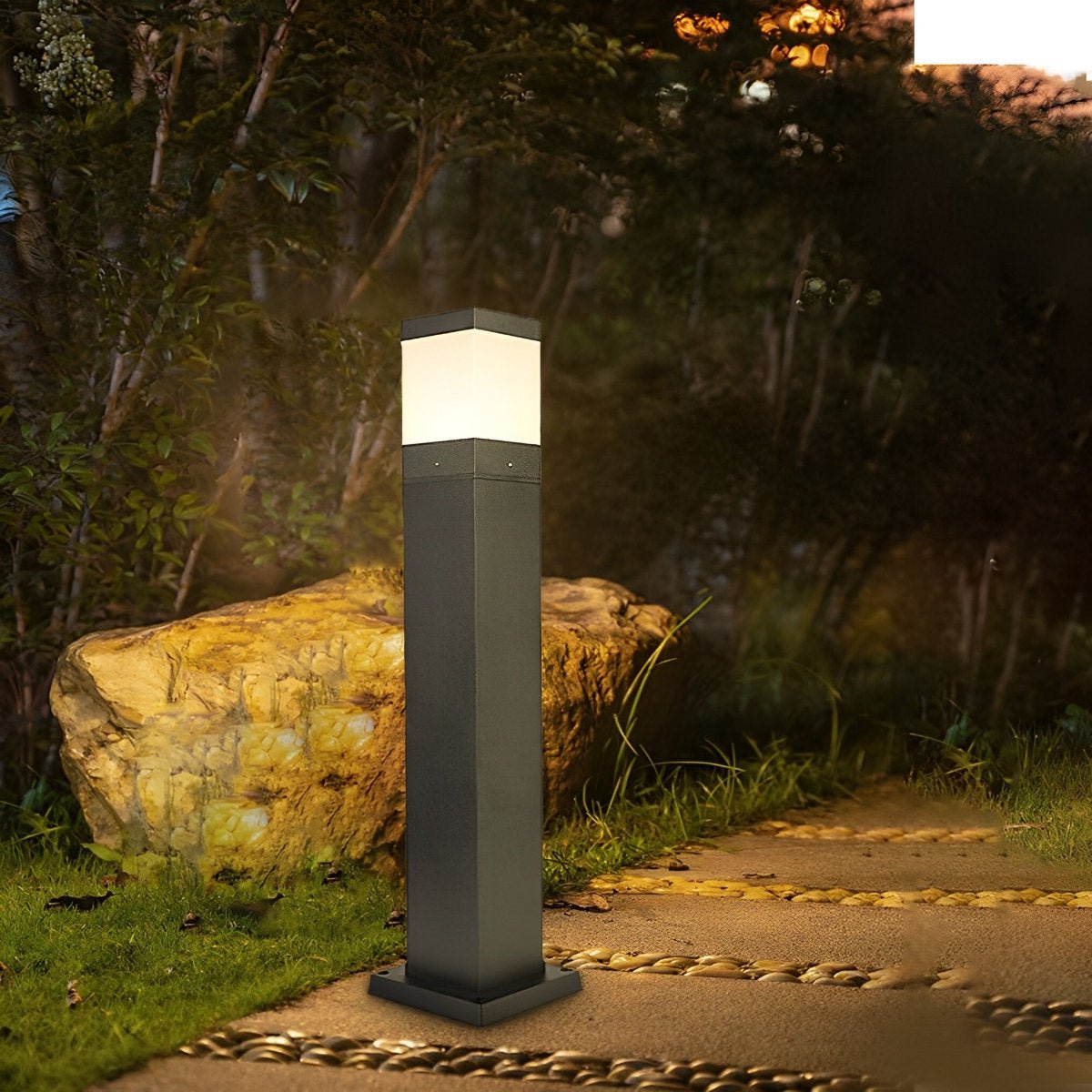 Square Waterproof LED Black Minimalist Modern Outdoor Light Lawn Lamp Driveway - Flyachilles