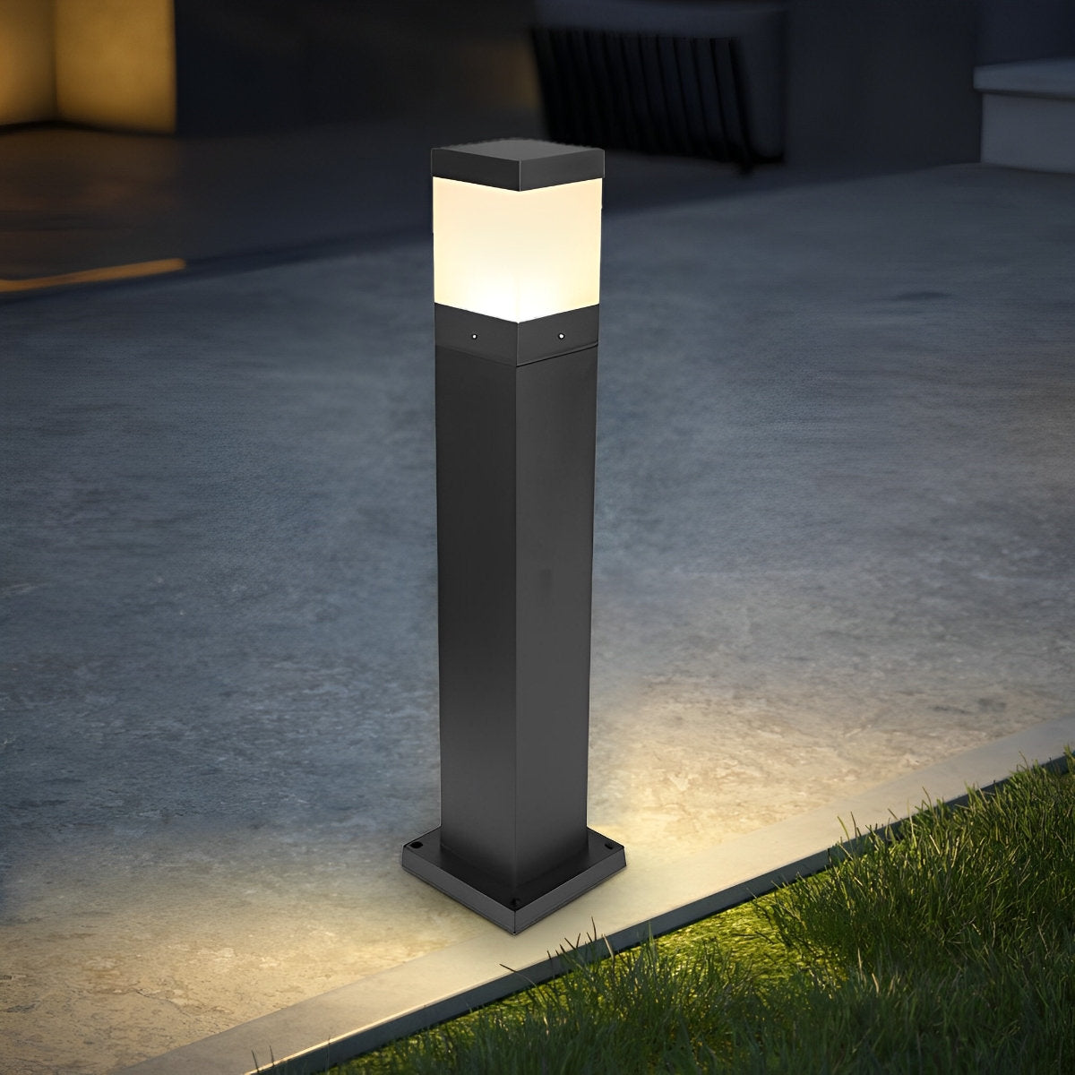 Square Waterproof LED Black Minimalist Modern Outdoor Light Lawn Lamp Driveway Landscape Decor Lighting - Flyachilles