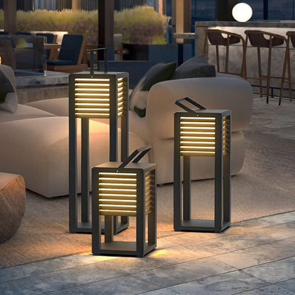 Square Waterproof LED Black Modern Portable Lawn Lamp Solar Outdoor Light - Flyachilles
