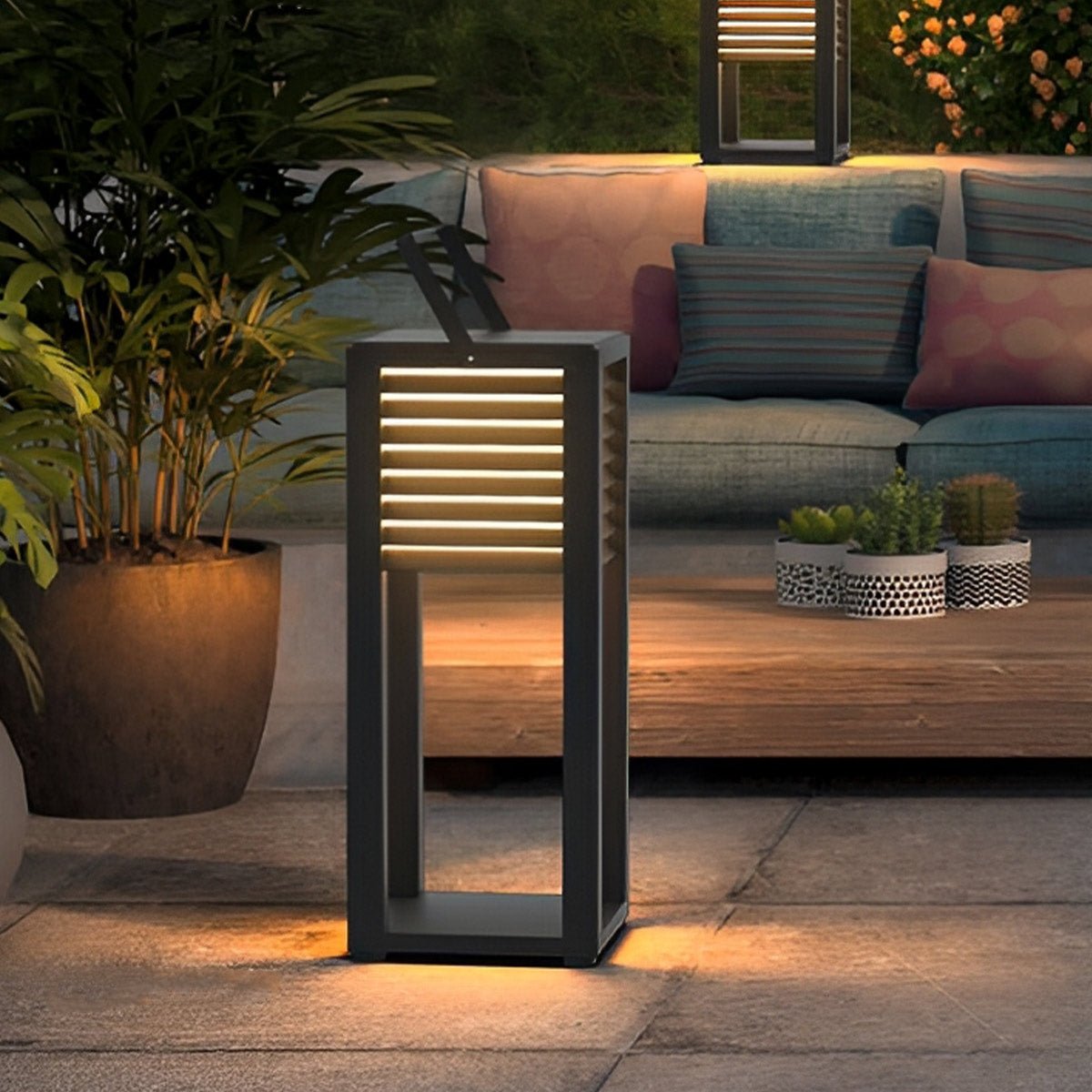 Square Waterproof LED Black Modern Portable Lawn Lamp Solar Outdoor Light - Flyachilles