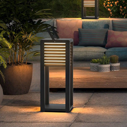 Square Waterproof LED Black Modern Portable Lawn Lamp Solar Outdoor Light - Flyachilles