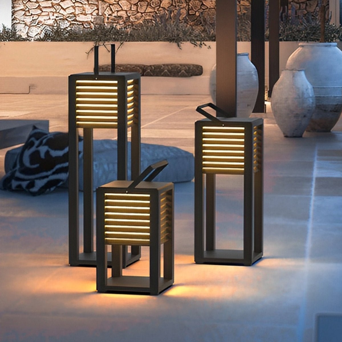 Square Waterproof LED Black Modern Portable Lawn Lamp Solar Outdoor Light - Flyachilles