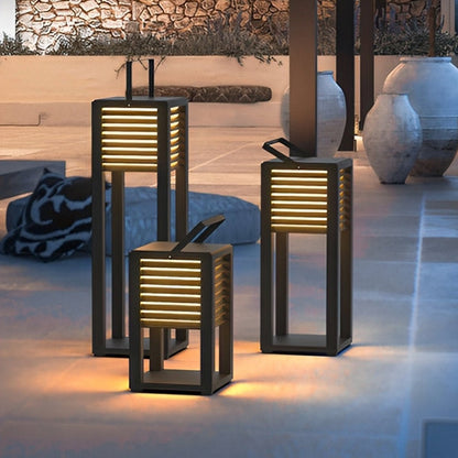 Square Waterproof LED Black Modern Portable Lawn Lamp Solar Outdoor Light - Flyachilles
