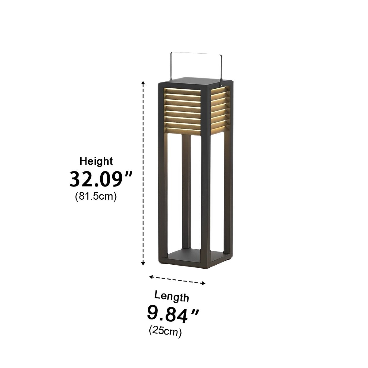 Square Waterproof LED Black Modern Portable Lawn Lamp Solar Outdoor Light - Flyachilles