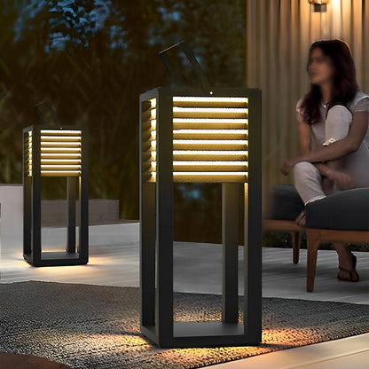 Square Waterproof LED Black Modern Portable Lawn Lamp Solar Outdoor Light - Flyachilles