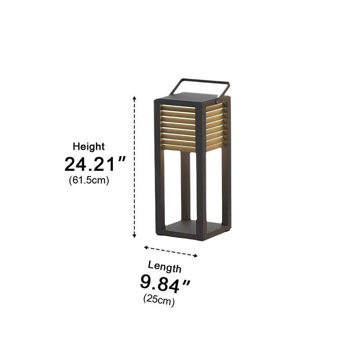 Square Waterproof LED Black Modern Portable Lawn Lamp Solar Outdoor Light - Flyachilles