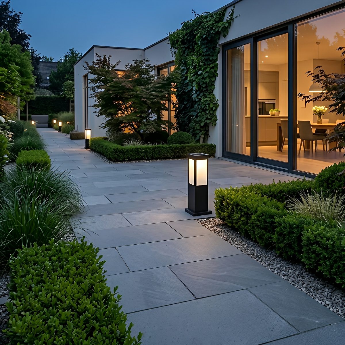 Square Waterproof LED Modern Solar Outdoor Path Lights Post Lights Walkway Lamps - Flyachilles