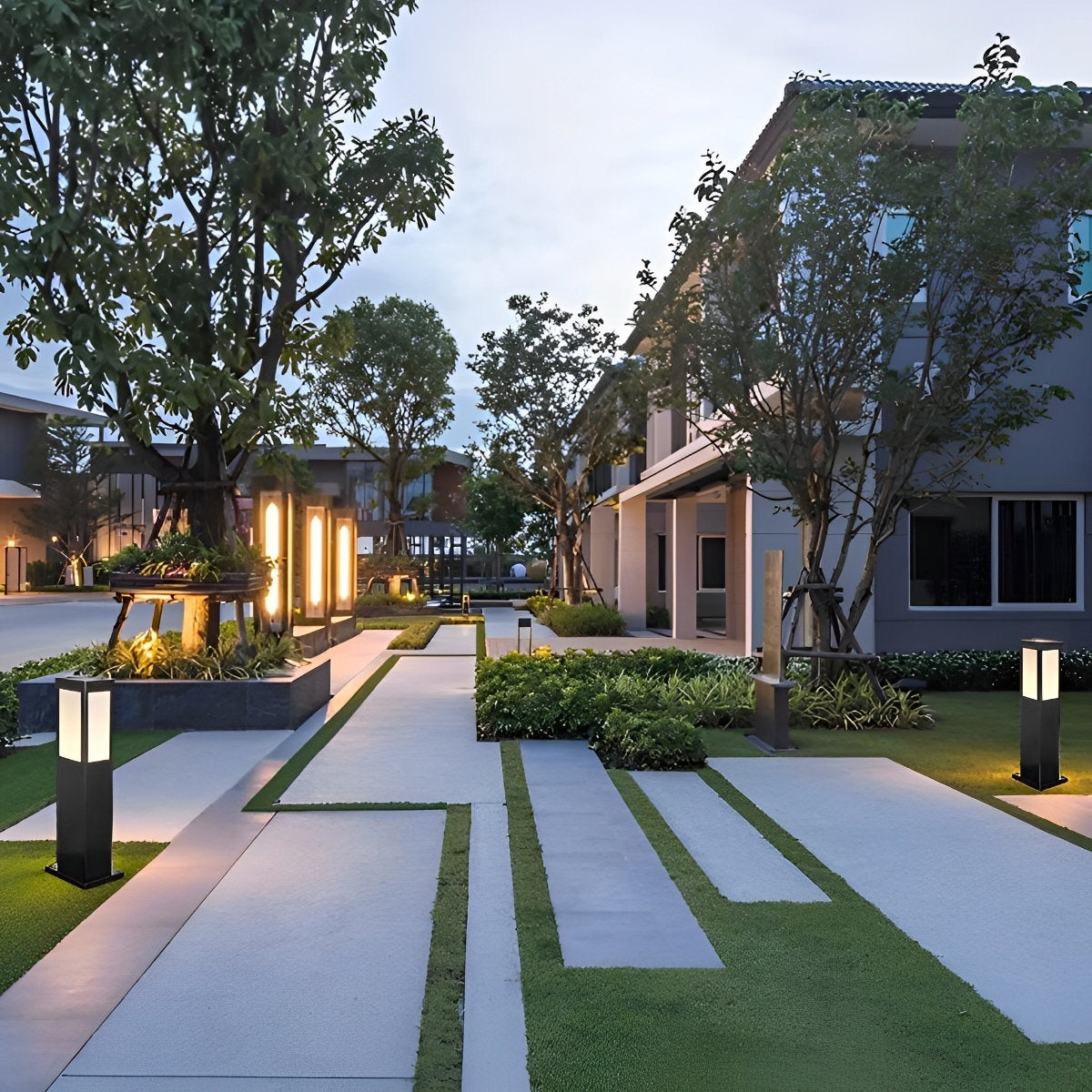 Square Waterproof LED Modern Solar Outdoor Path Lights Post Lights Walkway Lamps - Flyachilles