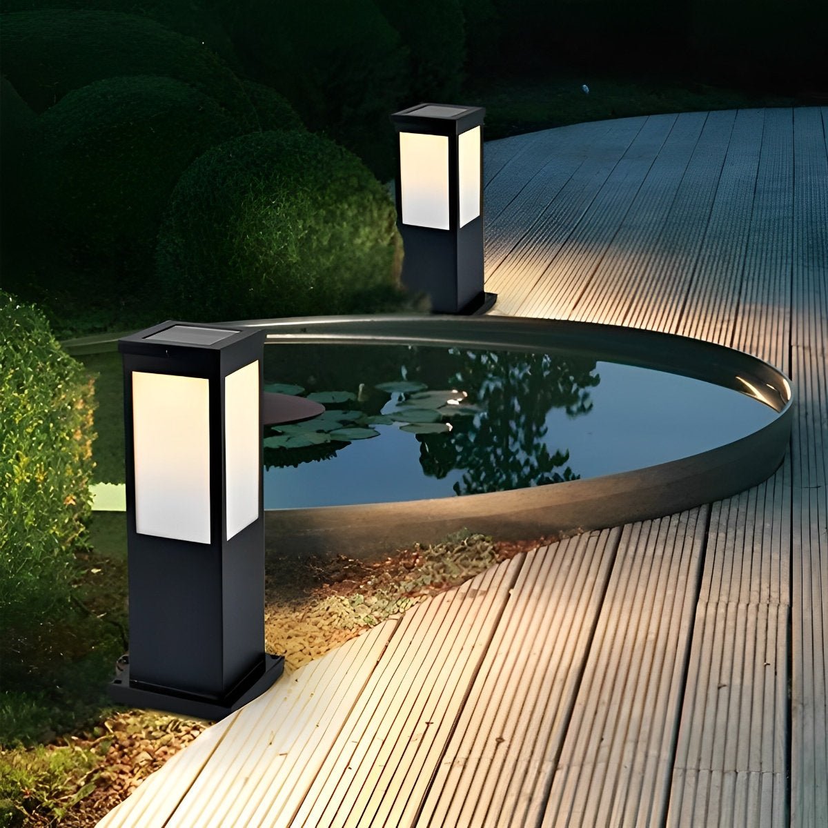 Square Waterproof LED Modern Solar Outdoor Path Lights Post Lights Walkway Lamps - Flyachilles