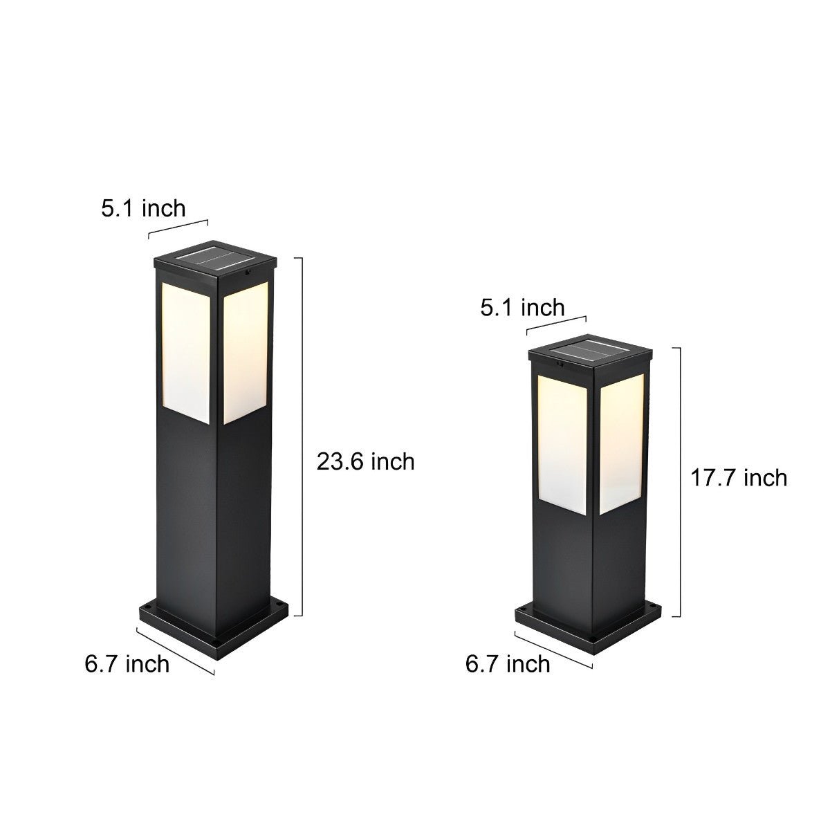 Square Waterproof LED Modern Solar Outdoor Path Lights Post Lights Walkway Lamps - Flyachilles