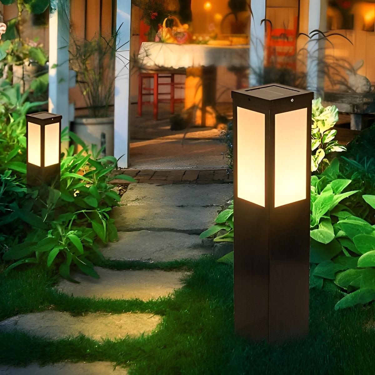 Square Waterproof LED Modern Solar Outdoor Path Lights Post Lights Walkway Lamps - Flyachilles