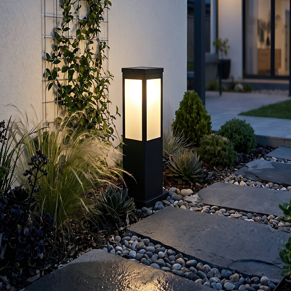 Square Waterproof LED Modern Solar Outdoor Path Lights Post Lights Walkway Lamps - Flyachilles
