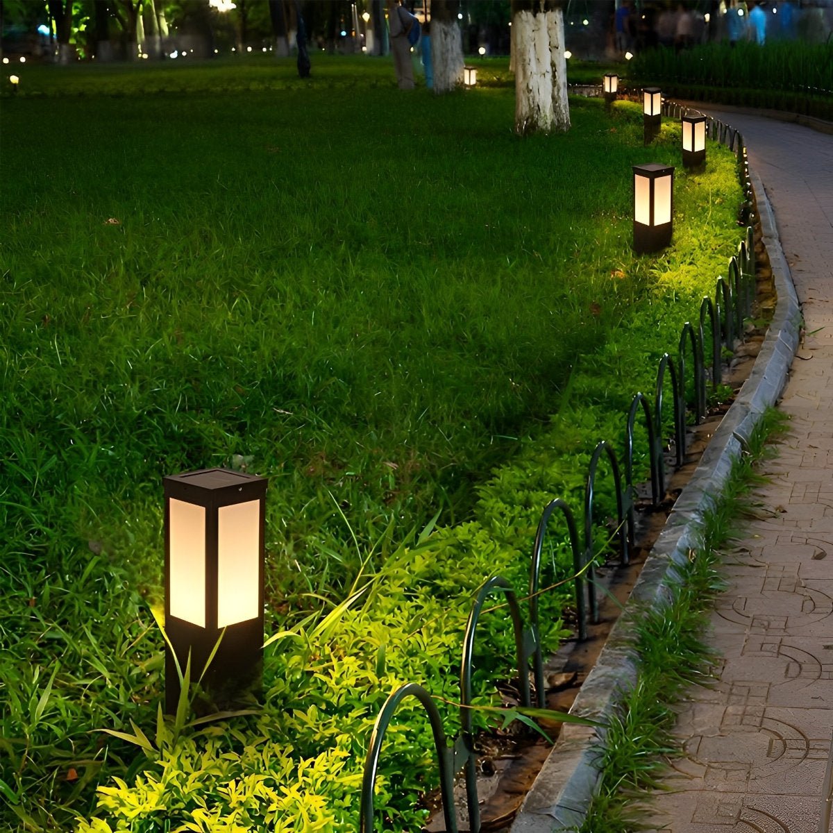 Square Waterproof LED Modern Solar Outdoor Path Lights Post Lights Walkway Lamps - Flyachilles