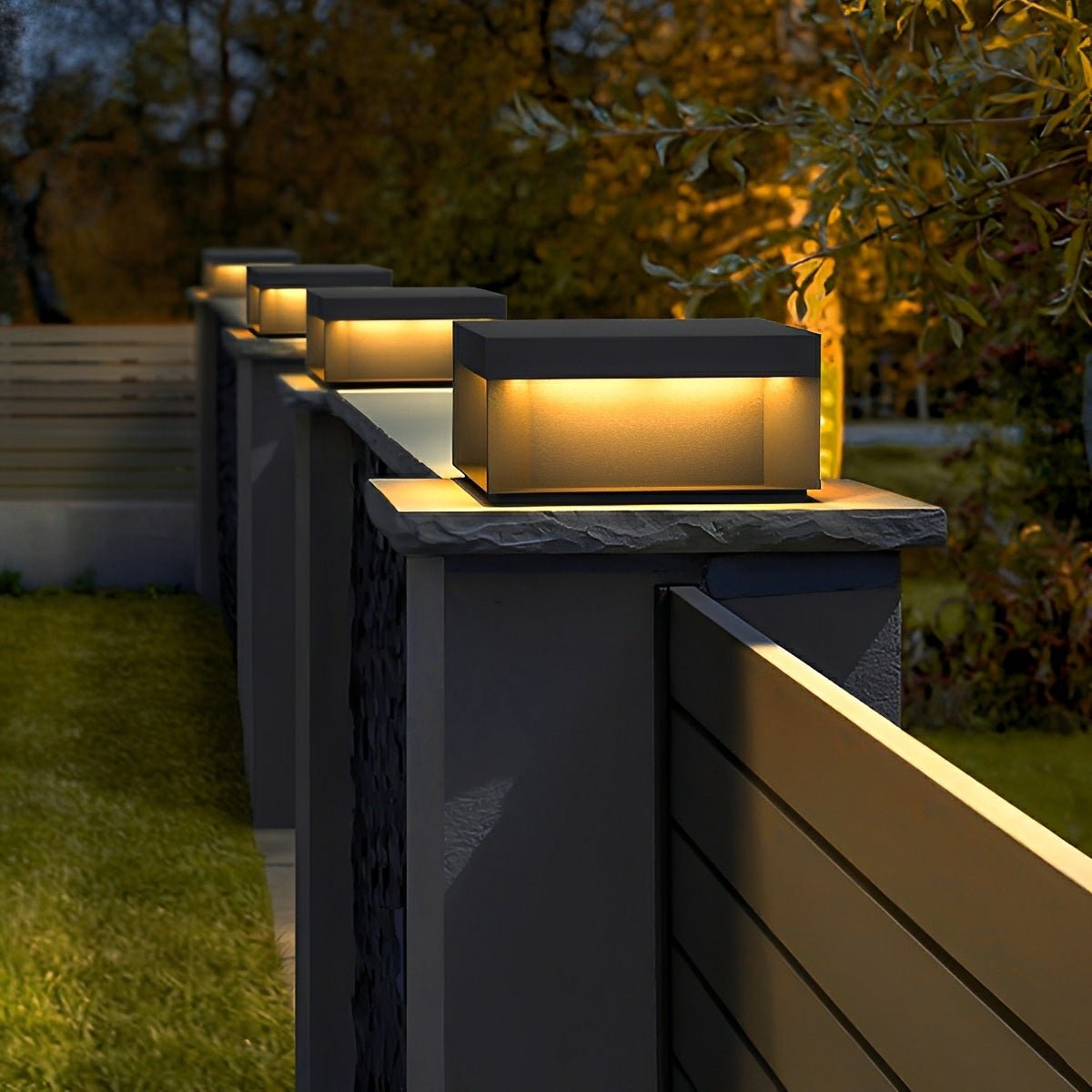 Square Waterproof LED Stainless Steel Solar Post Lights Outdoor Fence Post Cap Lights - Flyachilles