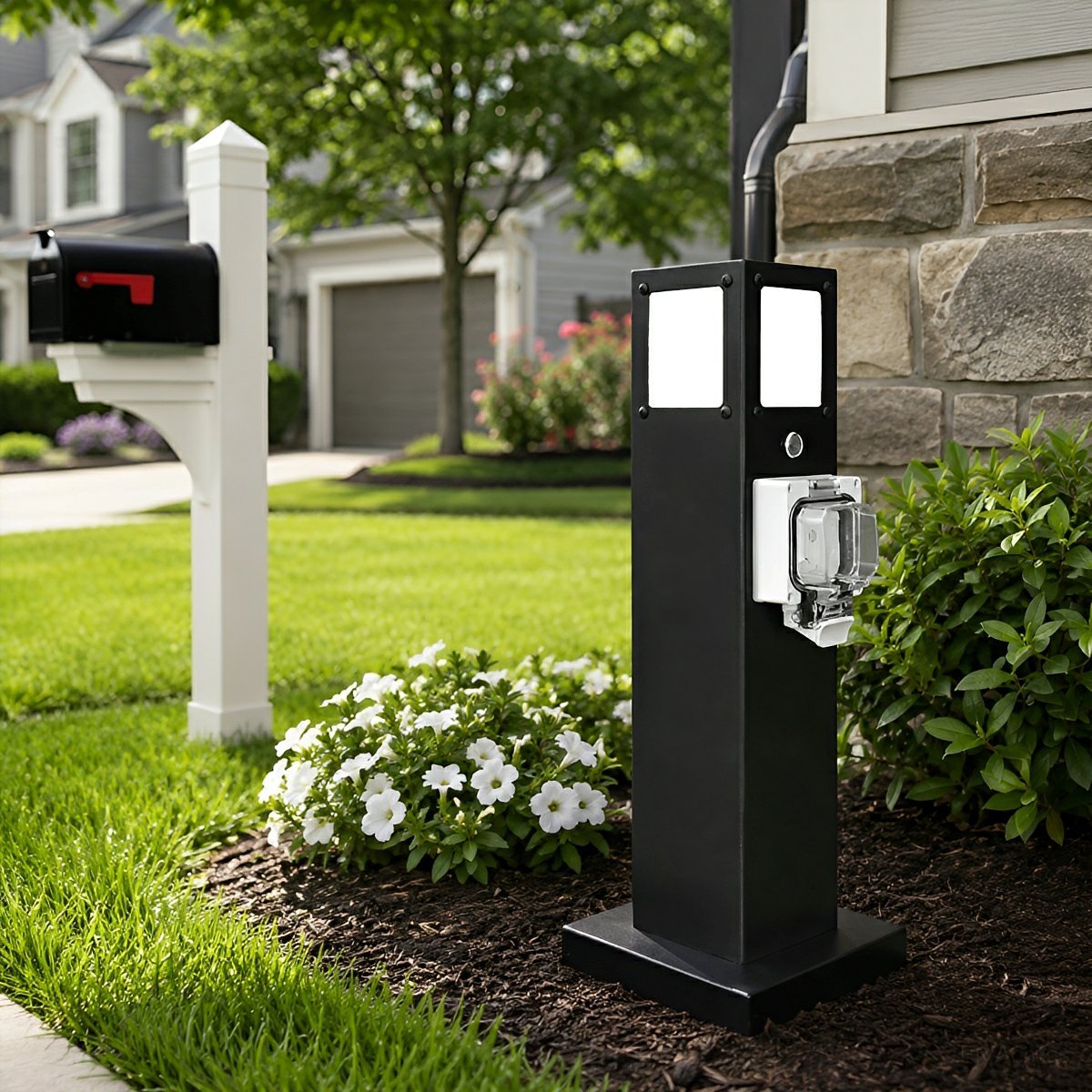 Steel Outdoor Waterproof Pathway Lights with GFCI-Protected Outlet - Flyachilles