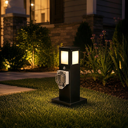 Steel Outdoor Waterproof Pathway Lights with GFCI-Protected Outlet - Flyachilles