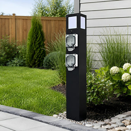 Steel Waterproof Outdoor Pathway Light with GFCI-Protected Outlet - Flyachilles