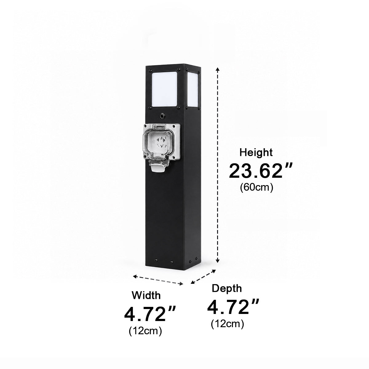 Steel Waterproof Outdoor Pathway Light with GFCI-Protected Outlet - Flyachilles
