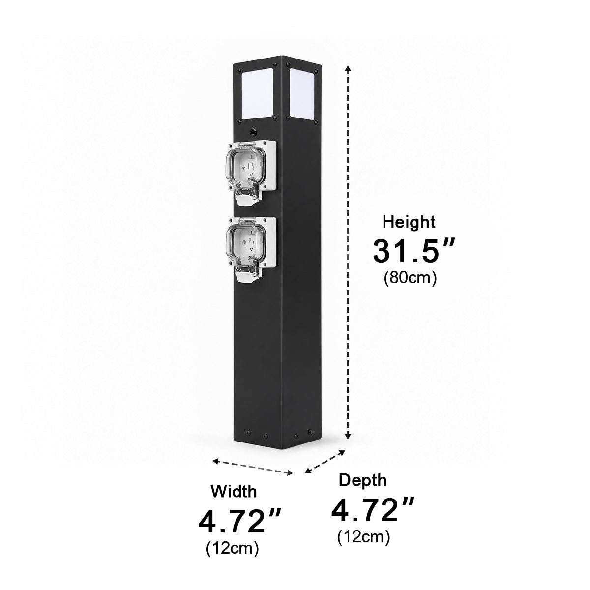 Steel Waterproof Outdoor Pathway Light with GFCI-Protected Outlet - Flyachilles