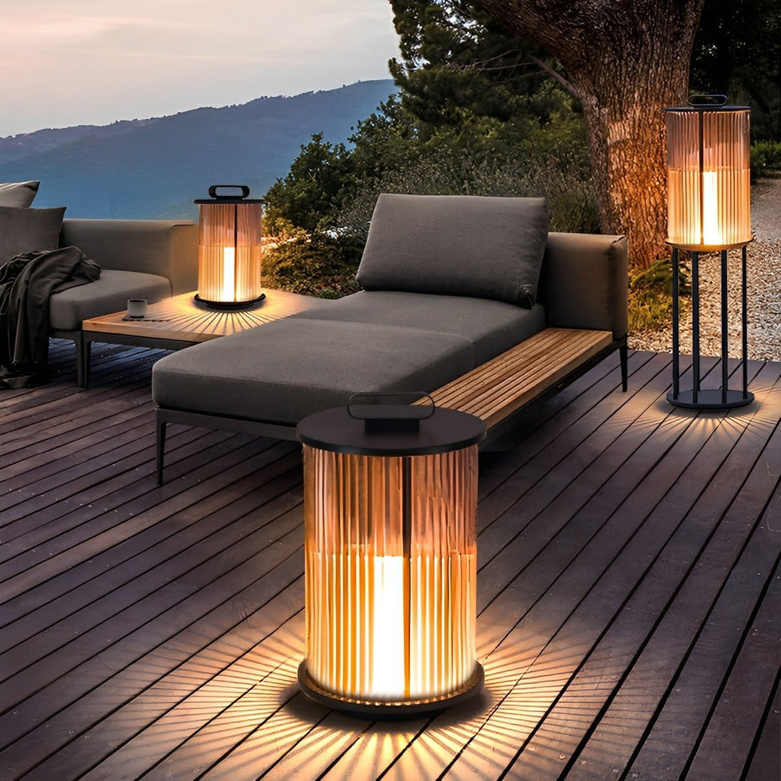 Striped Cylindrical Waterproof Portable Solar Lanterns - Flyachilles