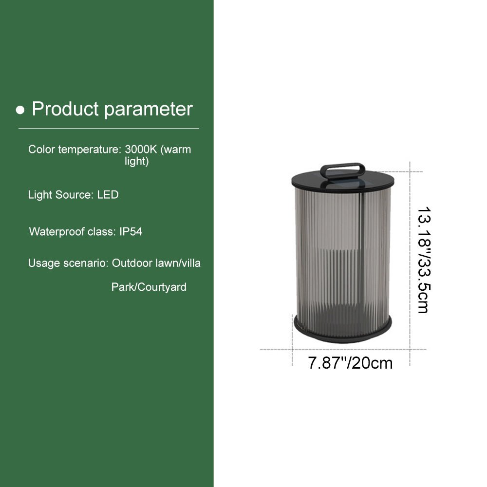 Striped Glass Cylindrical Waterproof Portable Solar Lanterns - Flyachilles